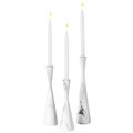 Fabulaxe Marble Resin Candle Holders, Set of 3 Exquisite Decorative Taper Candlesticks, Elegant Accent, White QI004063.WT.3